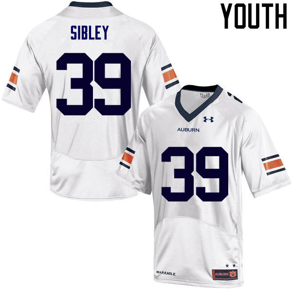 Youth Auburn Tigers #39 Conner Sibley White College Stitched Football Jersey